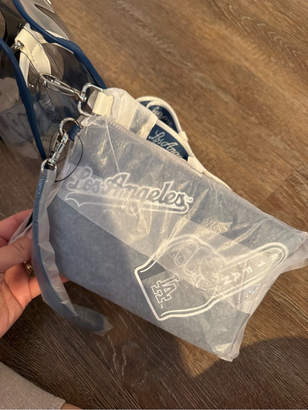 MLB Los Angeles Dodgers Clear Tote with Navy and White Trim - Picture 5 of 7